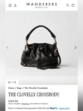Black Leather Drawstring Shoulder Bag